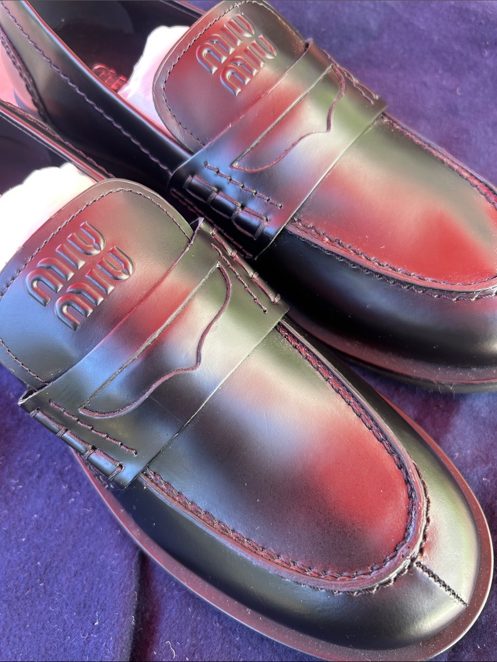 Miu Miu Black Leather Penny Loafers